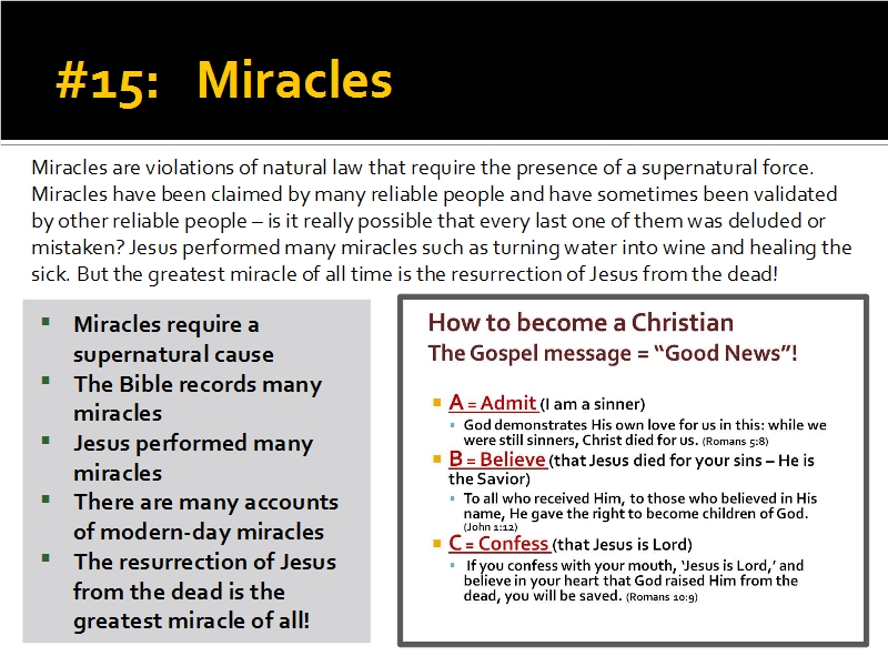 Evidence #15 - Miracles